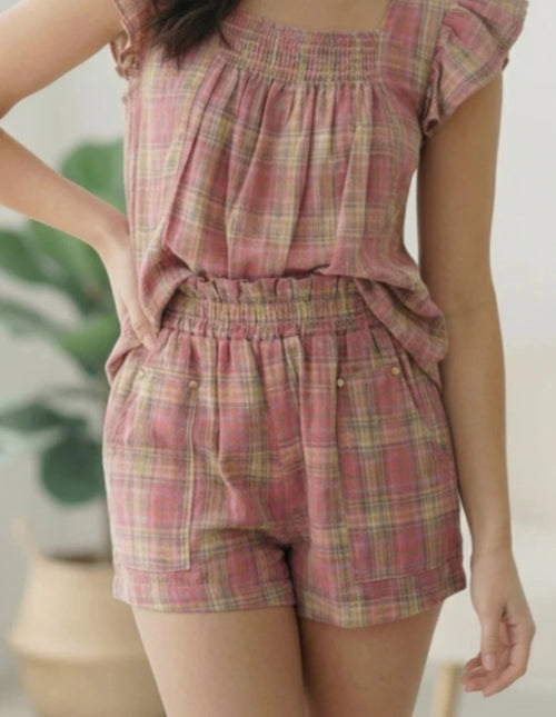 Country Weekend Pink Plaid Set by ANDTHEWHY. Size Medium