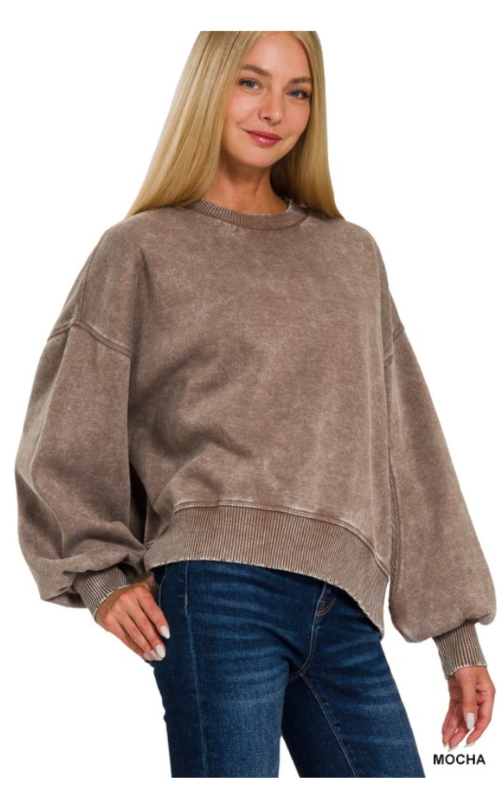 The Perez Collection™ Acid Wash Fleece Oversized Pullover | Cozy Boutique Sweatshirt
