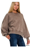 The Perez Collection™ Acid Wash Fleece Oversized Pullover | Cozy Boutique Sweatshirt