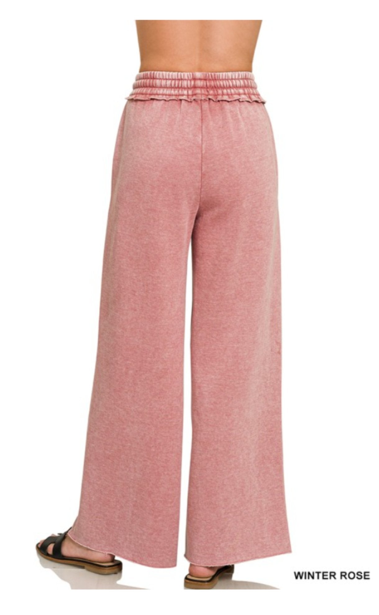 The Perez Collection™ Acid Wash Fleece Palazzo Sweatpants | Cozy Wide Leg Lounge Pants