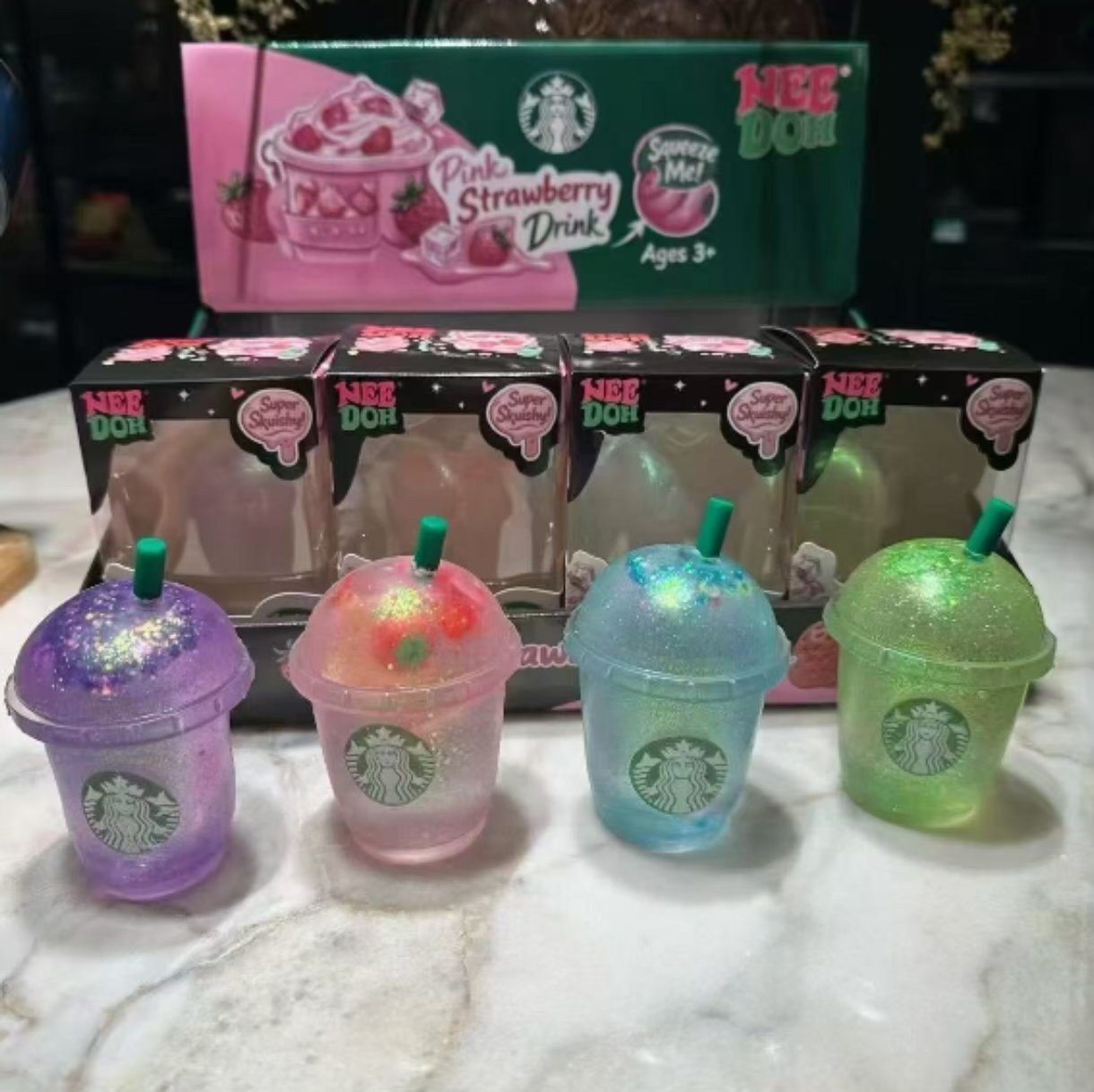 Glitter Drink Cup Slow-Rise Squishy Fidget Toy – Assorted Colors